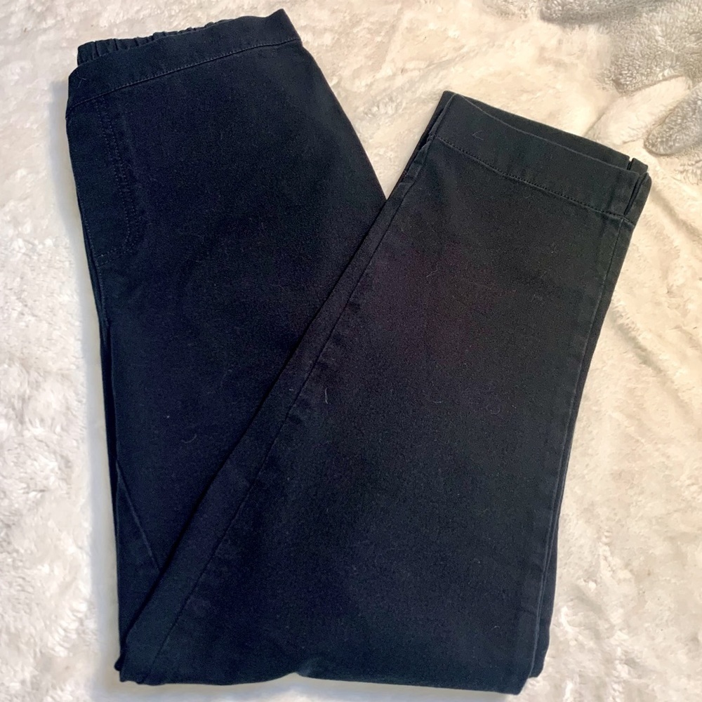 Isaac Mizrahi Live! Pants Sz 8 Black Cotton Rayon Spandex Ankle Length Side Slit